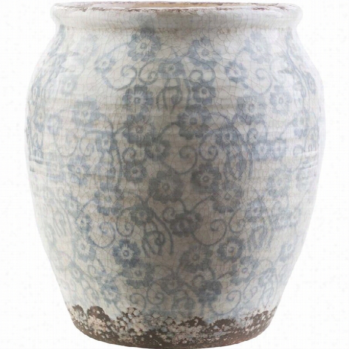 Surya Flora 13 X 11.8 Ceramic Vase In Smooth And Shining Slate And Taupe