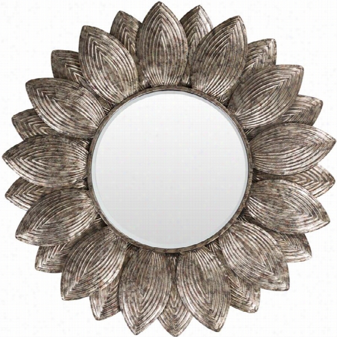 Surya Helios Round Wall Mirror In Champagne