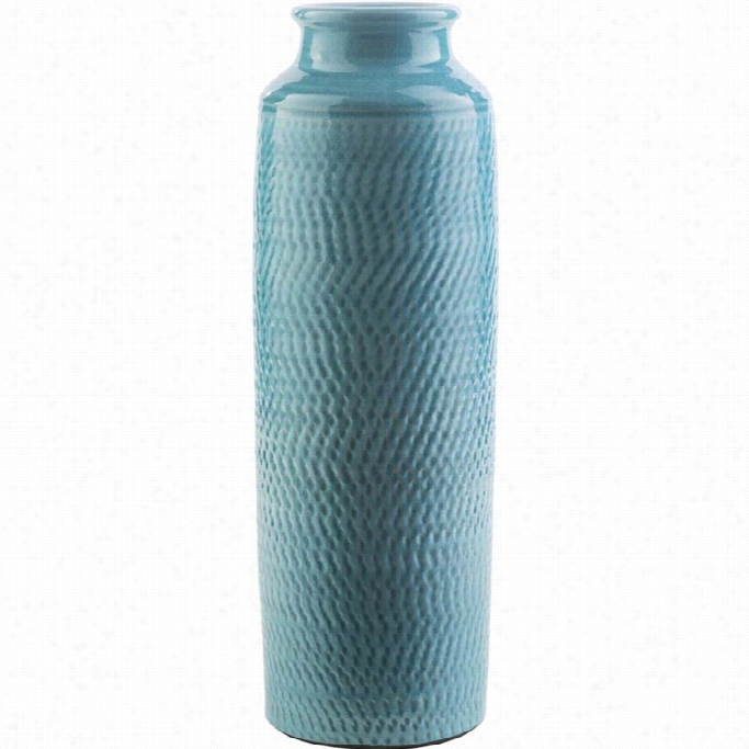 Surya Zuniga 19 X 7.68 Ceramic Vase In Glossy Teal