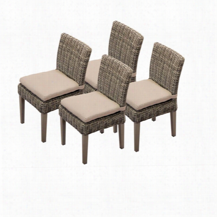 Tkc Cape Cod Wicker Patio Dining Chairs In Wheat (set Of 4)