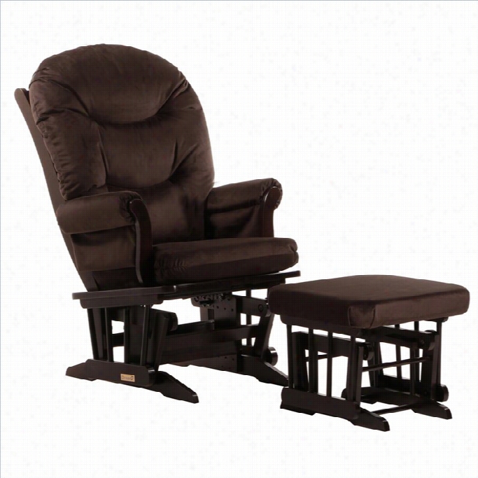 Ultramotion By Dutailier Sleigh Glider And  Ottoman Set In Espresso And Chocolate