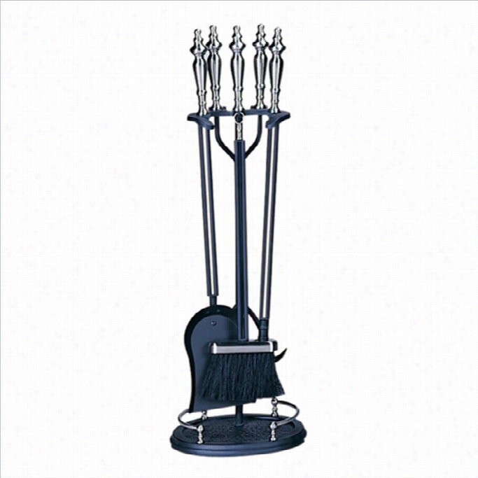 Uniflame 5 Piece Brushed Nickel And Black Fireeset