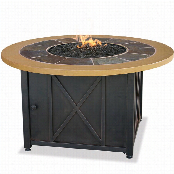 Uniflame Lp Gas Outdo Or Firebowl With Slate And  Faux Wood Mantel