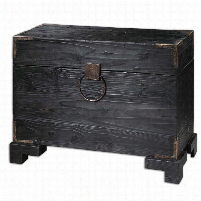 Utermost Carino Wooden Trunk Table In Black Satin