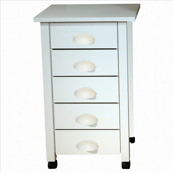 Venture Horizon 5  Drawer Wood Mobile Filing Cabinet In White