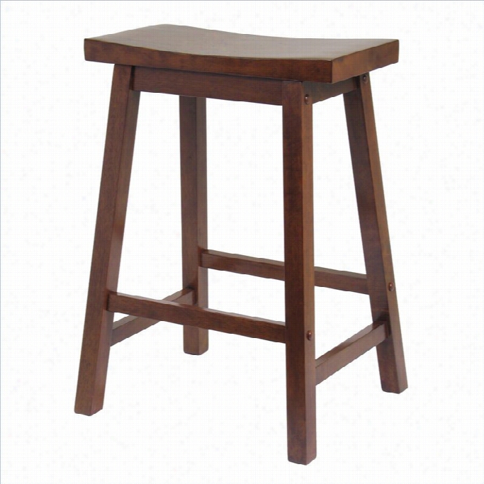 Winsome 24 Counter Saddle Stool In Antique Walnut