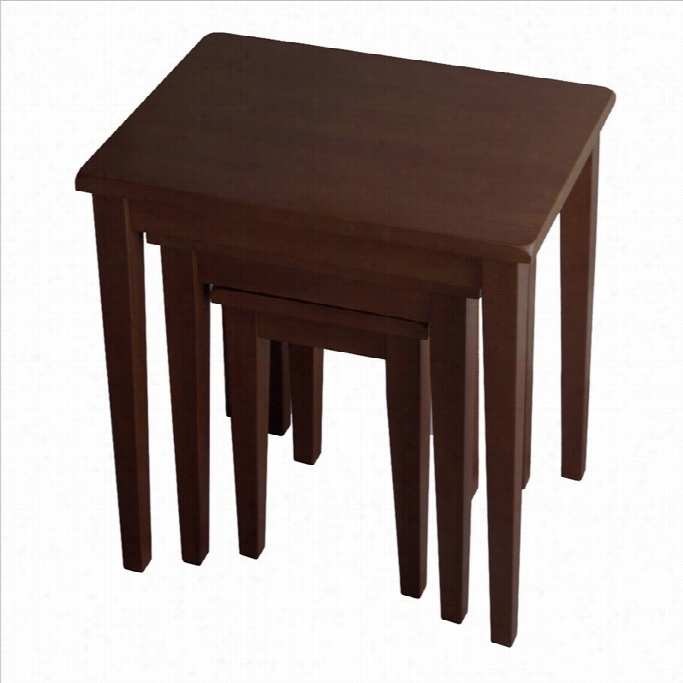 Winsome Regalia 3 Piece Solid Wood Nesting Tables In Anitque Walnut