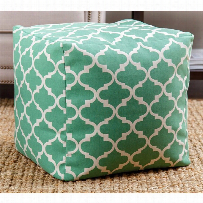 Abbyson Living Milana Moroccan Square Fabric Pouf In Grreen Lattice