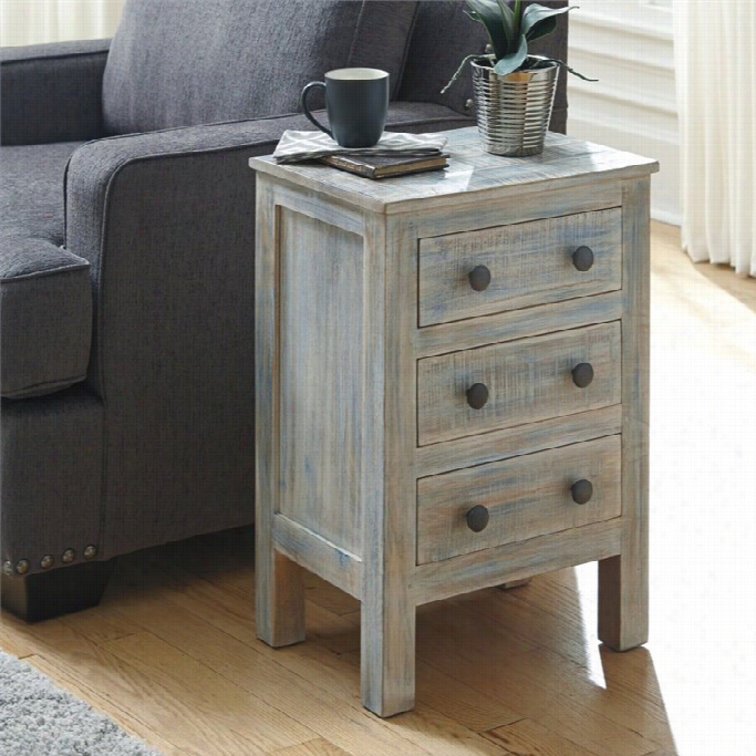 Ashley Charlowe 3drawer Wood Nightstand In Rustic Blue