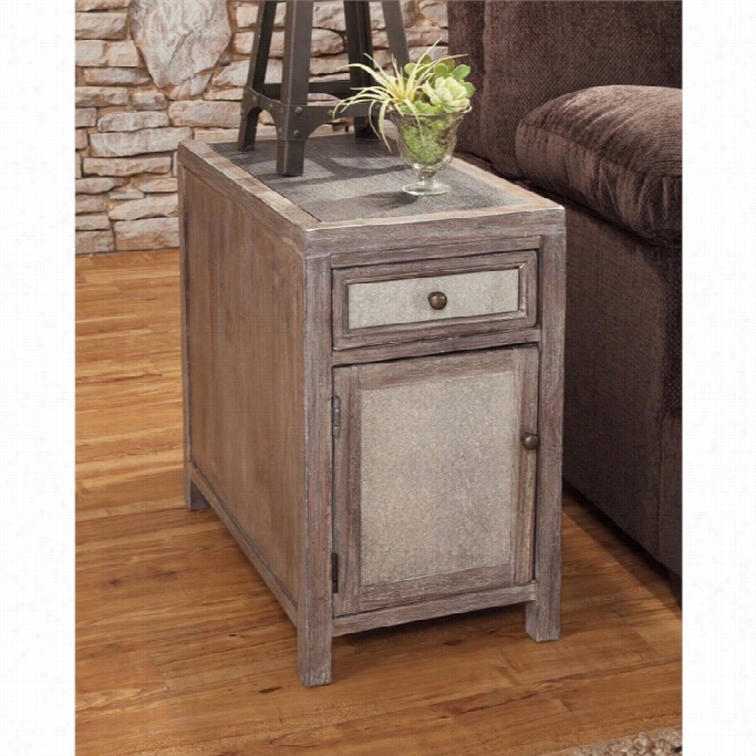 Ashley Tamilo Chair Side End Table With Tile Inset In Grayish Brown