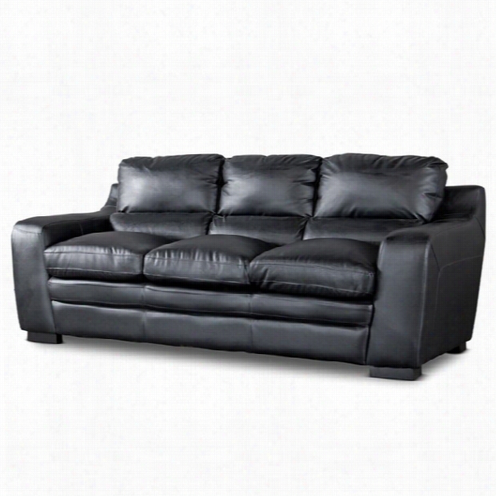 Baxton Studio Diplomat Leatehr Sofa In Black