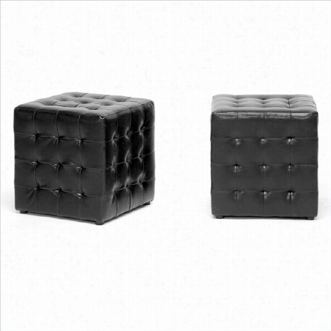 Baxton Studio Siskal Cube Ottoman In Black (set Of )2