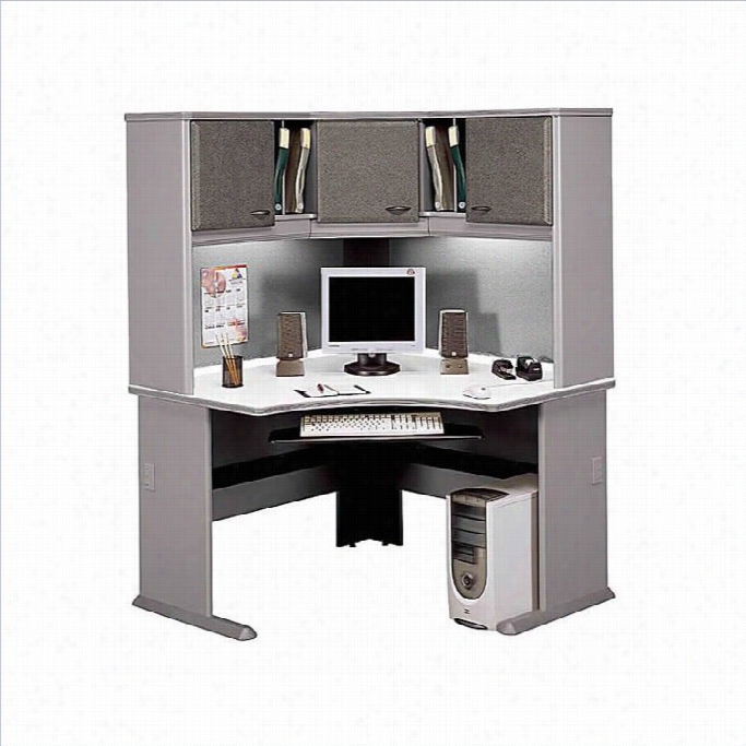 Bush Bb Fseries A 4-piece U-shape Corner Bow-front Desk In Pewter