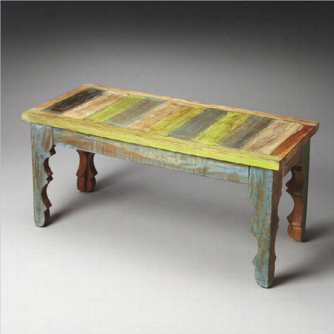 Butler Specialty Artifacts Rao Panited Wood Bench