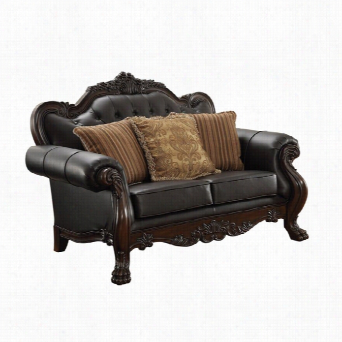 Coaster Amairani Faux Leather Loveseat In Dark Brown