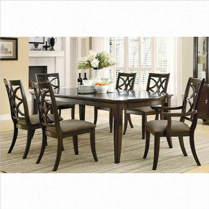 Coaster Meredith 7 Iece Leg Table And Chair Seti N Espresso