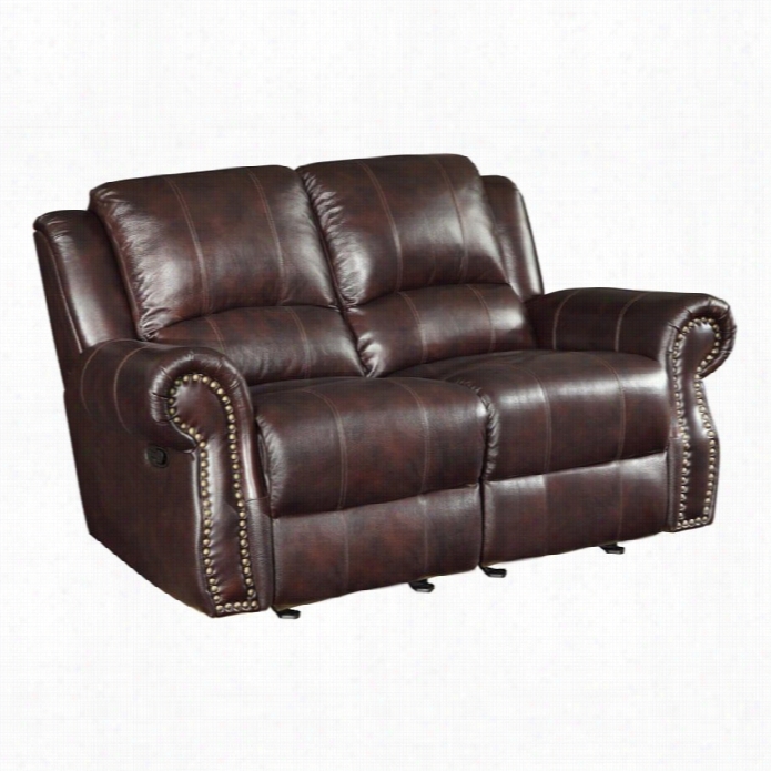 Coaster Rawlinson Faaux Leather Motion Reclining Loveseat In Tobacco