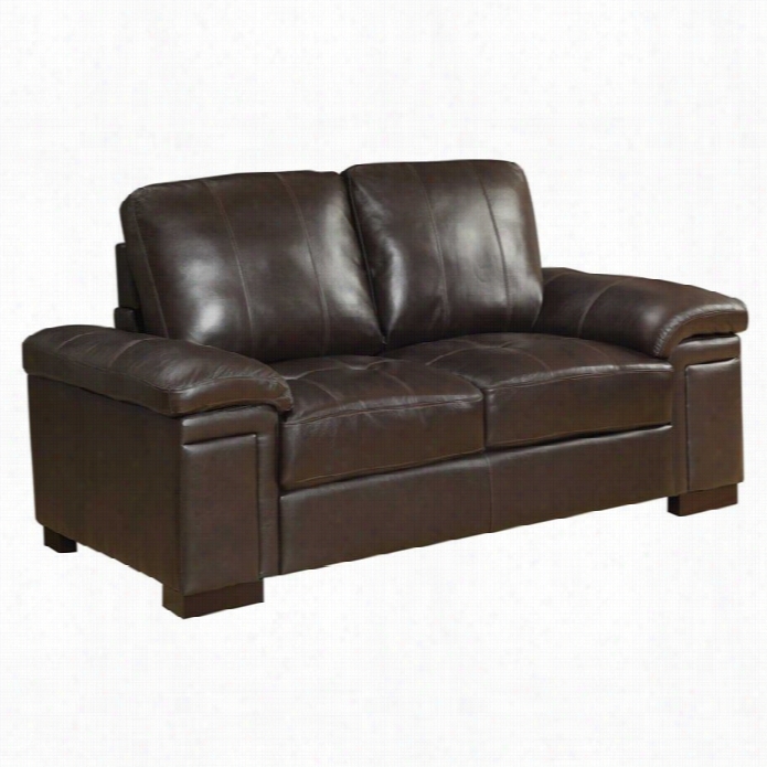 Coaster Winfred Leather Loveseat In Dark Bronw