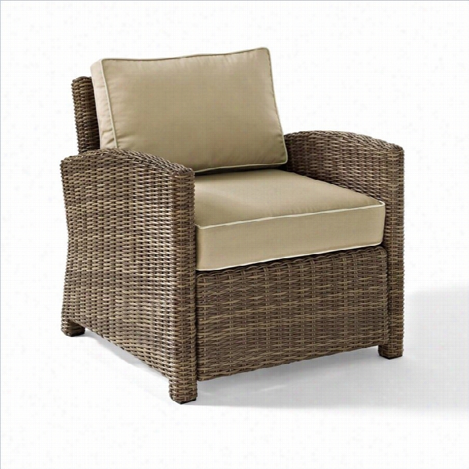 Crosley Bradenton Outdoor Wicker Arm Chair With Snd Cushions