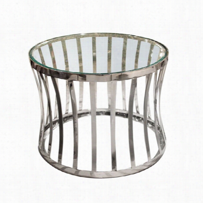 Diamond Sofa Capri Round Glass End Tablei N Stainless Steel