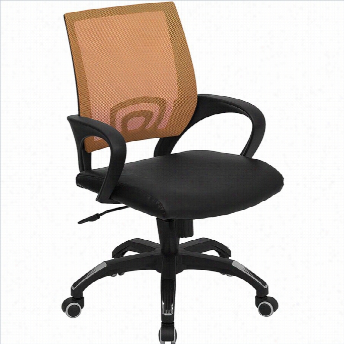 Flash Furniture Mid  Back Mesh Office Chair In Orange With Black Seat