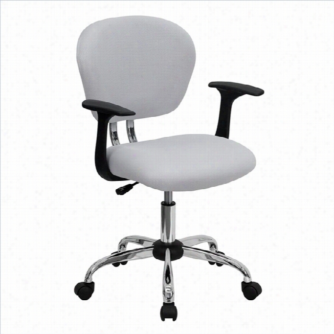 Flash Furnituree Mid-bback Mesh Task Office Chair With Arms Iin White