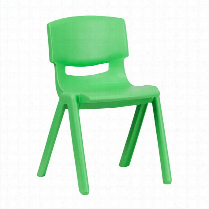 Flash Furniture Plastic Stackable School Chair In Green-27.5 Chair Height