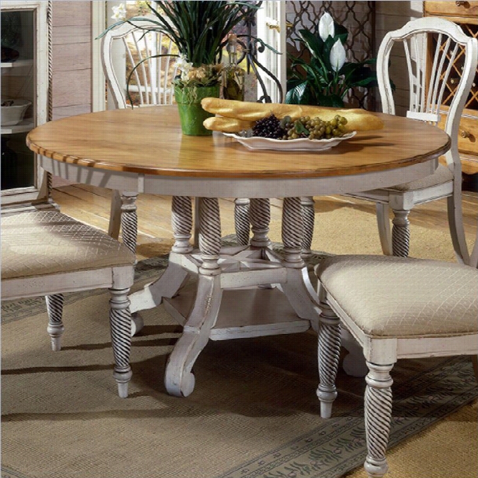 Hillsdale Wilshire Round Casual Dining Talbe In White Finish