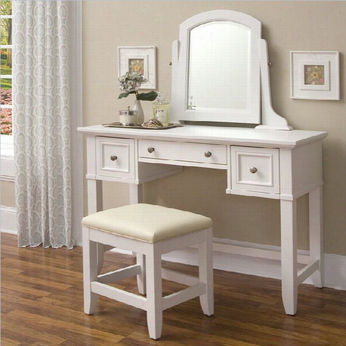 Home Styles Naples Vanity & Vanity Becnh In White Finish