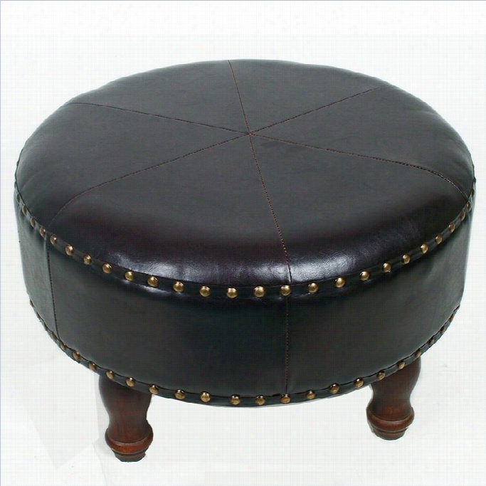 International Caravan Carmel Faux Leather Ottoman Stool In Chocolate