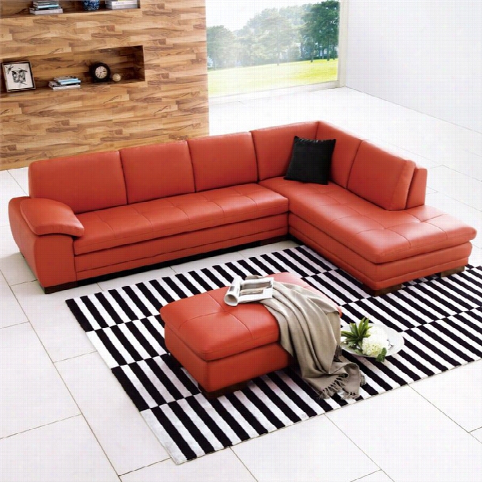 J&m Furniture 625 Italian Leather Right Sectio Nal In Pumkin