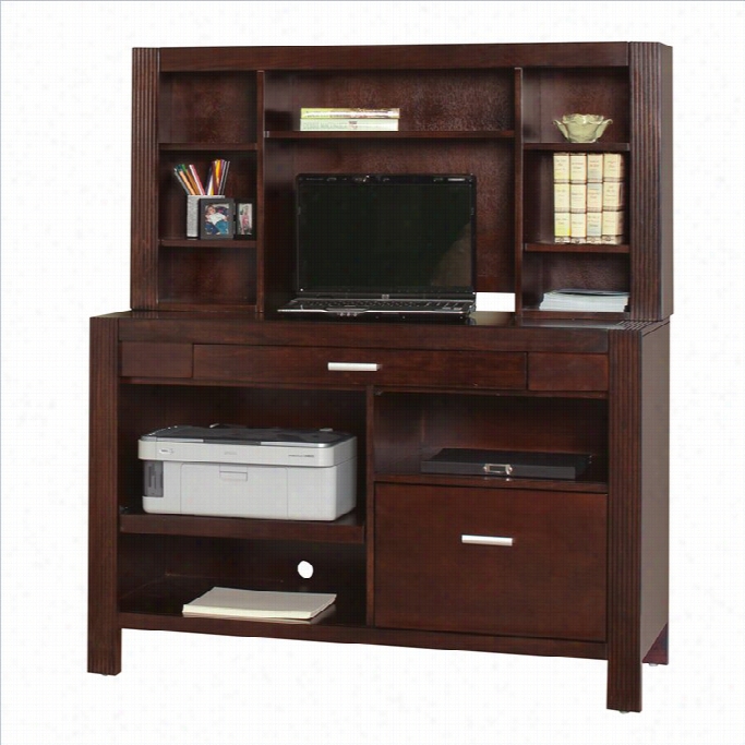 Kathy Ireland Home By Martin Carlton Internet Credenza With Hutch In Bourbon