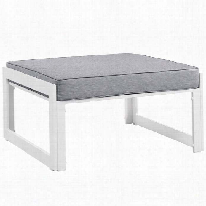 Modway Fortuna Outdooor Patio Ottoman In White And Gray