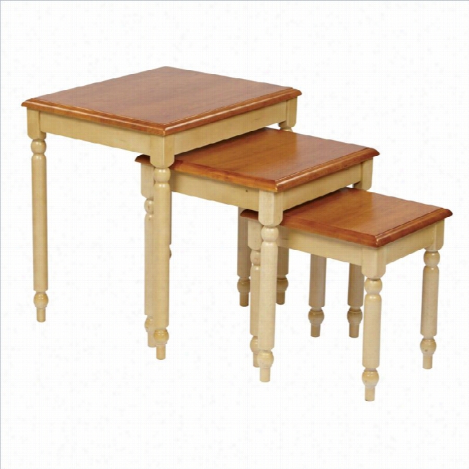 Office Star Contry Cotttge 3 Piecee Nesting Tablesin Antique Yellow