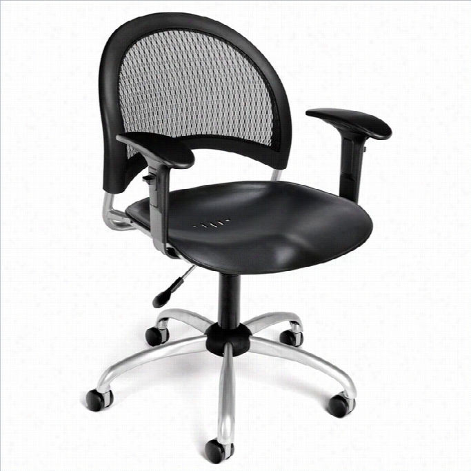 Ofm Moon Swivel Plastic Office Chair With Armsi N Black