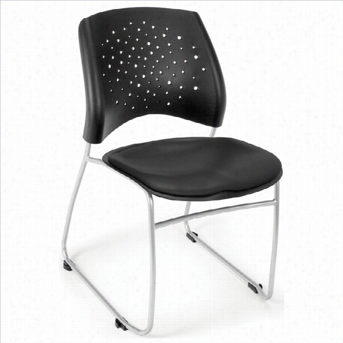 Ofm Star Stack  Stacking Chair Vinyl Seats In Black