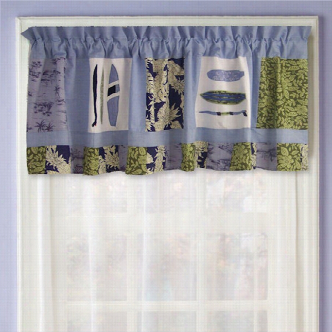 Pem Aemica Catch A Wave Window Valance In Blue And Green