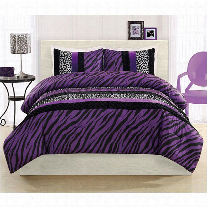 Pem America Purpe Zebra Leopard Stripe Comfor Terset-twin