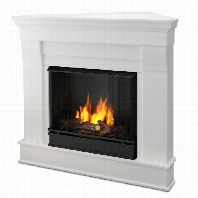 Real Flame Chateau Gel Corner Fireplace In White Finish