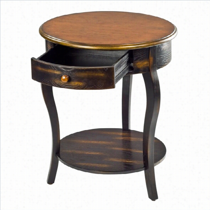 Safavieh Emma Round Sjde Table In Cherry And Black