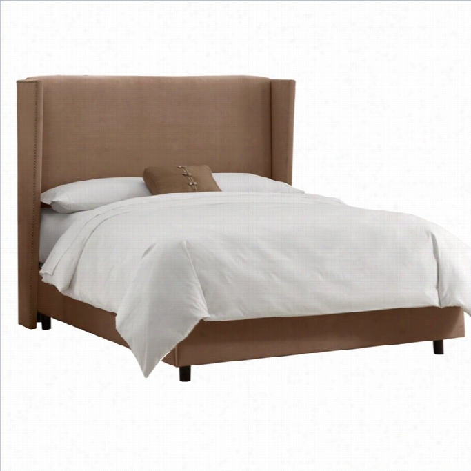 Skyline  Furniture Wingback Bed In Velvet Cocoa-full