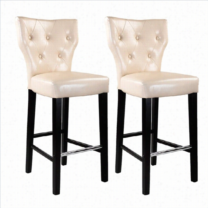 Sonax Co Rliving Kings 45 Bar Stool In Cream Bonded Leather (set Of 2)