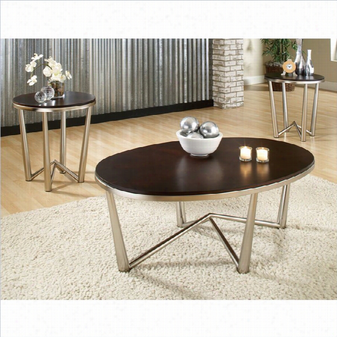 Steve Silver Company Cosmo 3 Piece Moderncocktail And End Table Set In Dark Cherry