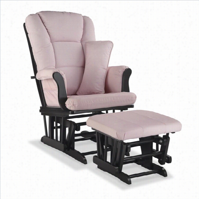 Stork Craft Tuscany Tax Glider And Ottoman In Black And Pink Blush