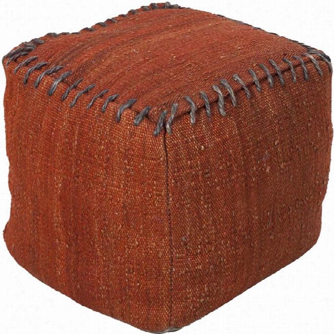 Surya Jute Cube Pouf Ottoman In Red