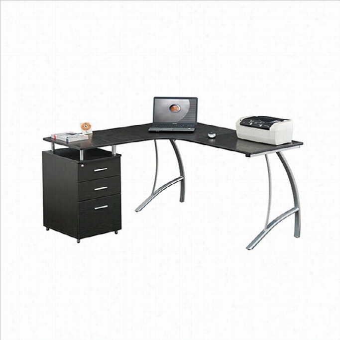 Techni Mobili L Shape Corne Rdesk With File Cabinet.