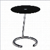 Avenue Six Chrome End Table with Black Glass Top