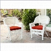 Jeco Wicker Chair in White with Red Cushion (Set of 4)