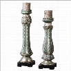 Uttermost Deniz Ceramic Candleholders in Crackled Sea Foam (Set of 2)