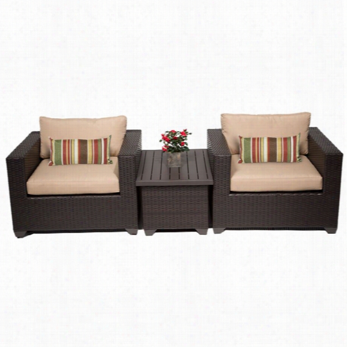 Tkc Bwlle 3 Piece Outdoor Wicker Sofa  Set In  Wheat